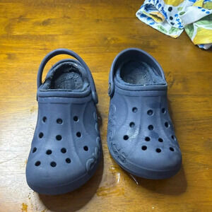Navy Blue fuzzy crocs C13